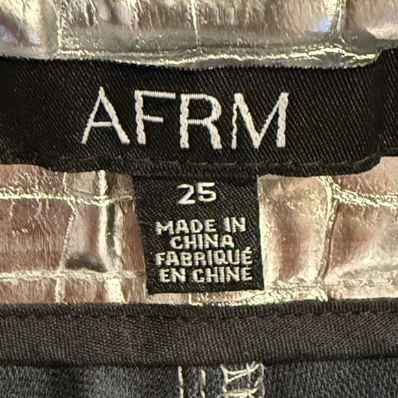 AFRM Marshall Metallic Silver High Waisted Faux Leather Pants Waist 25 - Picture 3 of 13